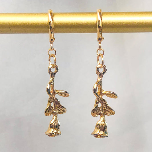 ALINE - Rose Flower Gold Plated Hoops Earrings