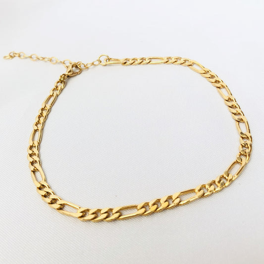 ANDREA - 18k Gold Plated Figaro Cut Anklet