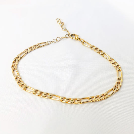 ANDREA - Gold Plated Figaro Cut Bracelet