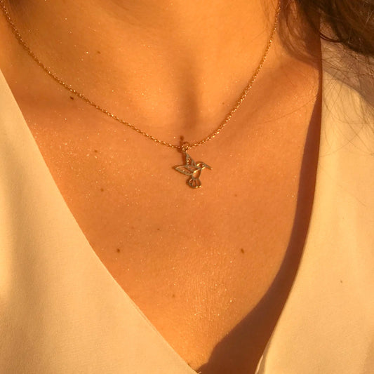 DANYA - Gold Plated Hummingbird Necklace